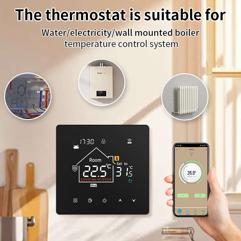 3A - K7 Tuya Smart WiFi Thermostat with LCD Touch Screen for Electric/Water Heating Weekly Programma