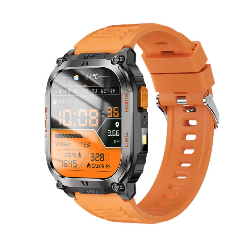 Black - QX18 2.01-inch HD Screen GPS Compass 630mAh Battery LED Flashlight Voice Assistant bluetooth