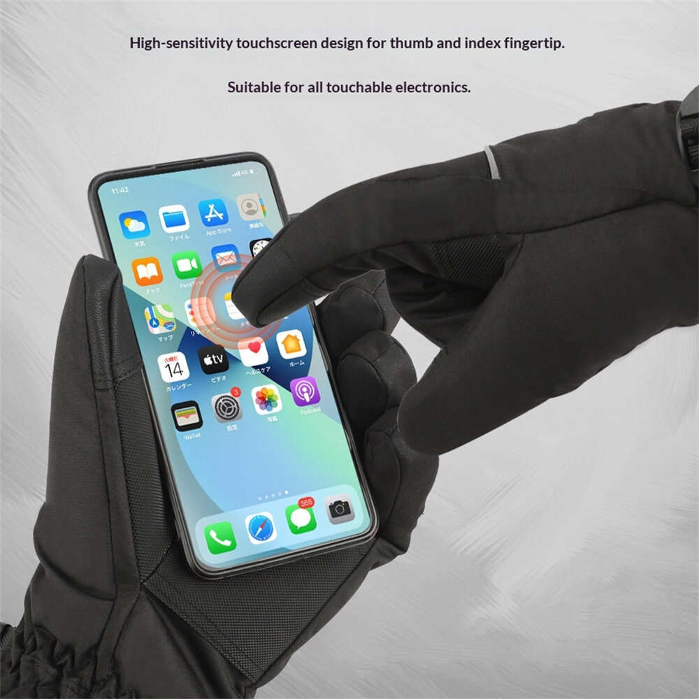 B - Winter Heated Cycling Gloves Waterproof Touchscreen Adjustable Fit Rechargeable Battery Warm Spl