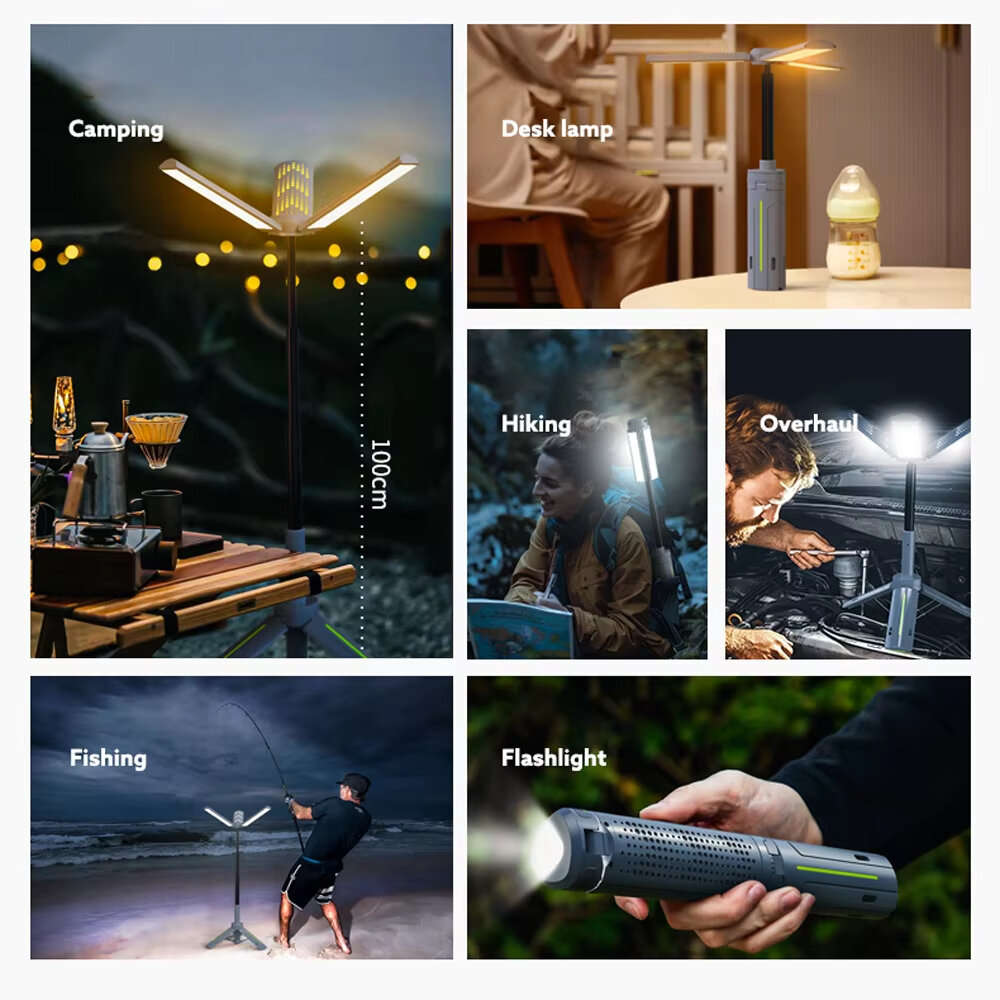 Grey - SEEKNITE Multifunctional Outdoor Camping Light 8000mAh Type-C Rechargeable 1000lm Telescopic