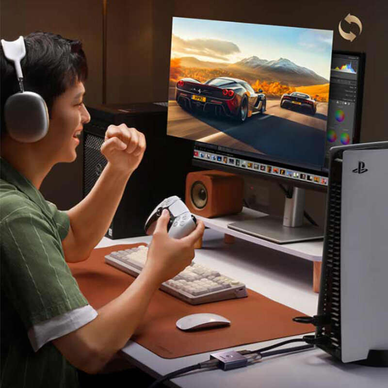 Grey - UGREEN HD2.0 Bidirectional Switch 2 In 1 Out 4K60Hz 2K120Hz 1080P240Hz One Button Switch for