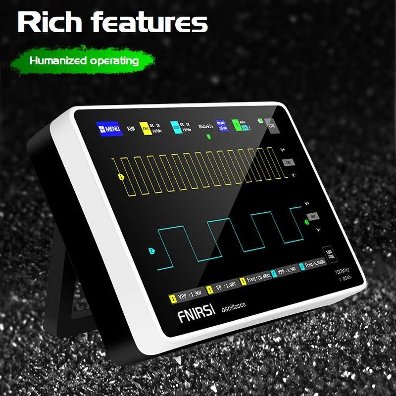 EU Plug - FNIRSI 1013D 7-inch Digital 2 Channels Tablet Oscilloscope 100M Bandwidth 1GS/s Sampling R