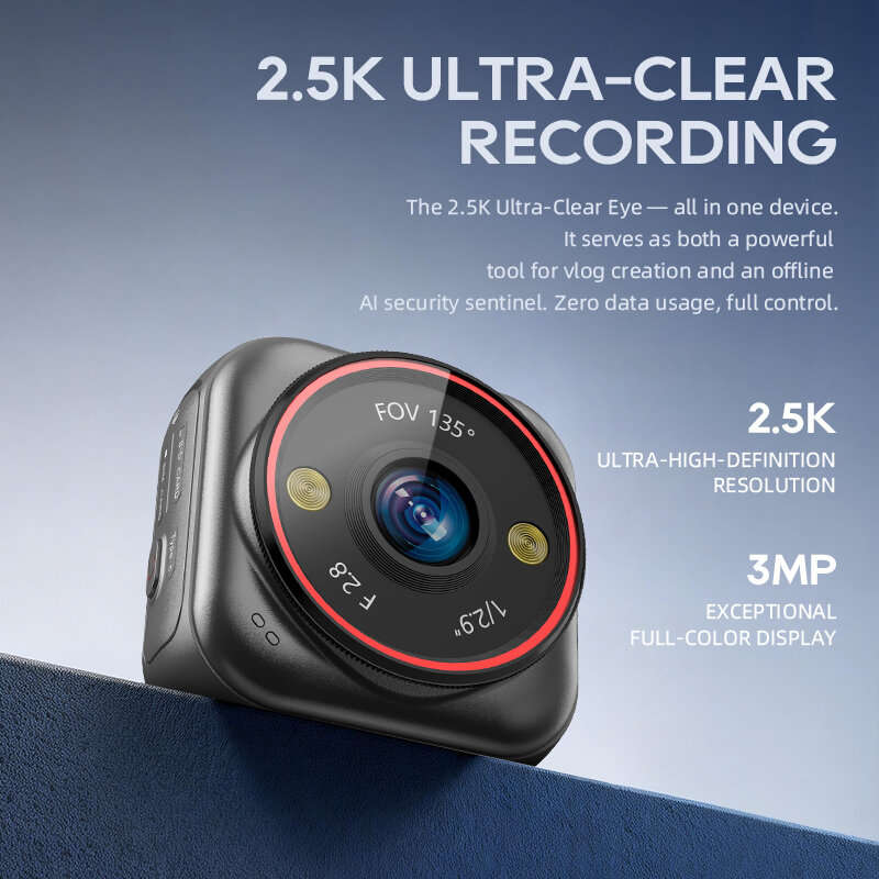 4G - 4G Pocket Security Vlog Camera 2MP HD 2.5K Ultra-Clear 135 Wide Angle AI Motion Night Vision Tw