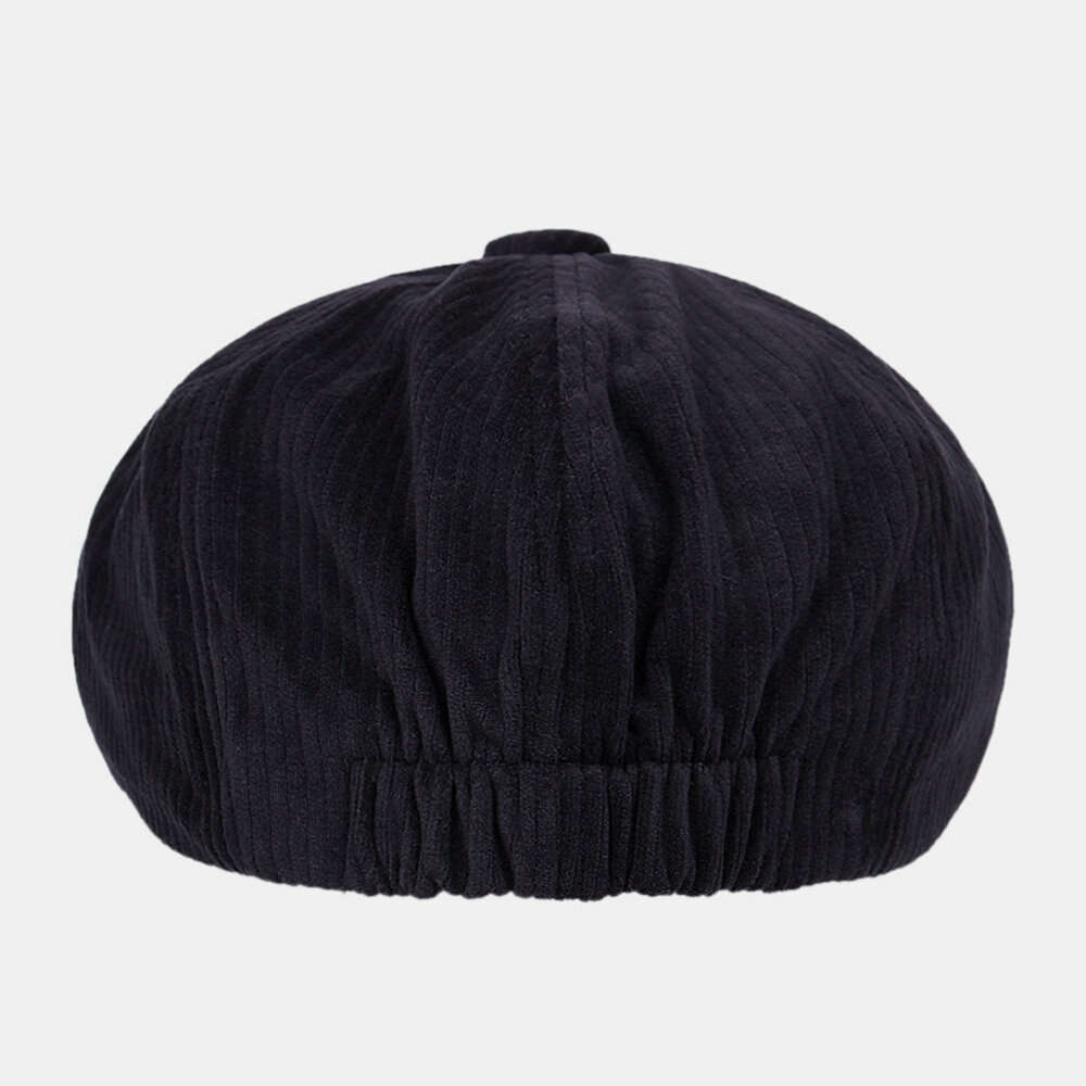 Men Newsboy Hats British Retro Plain Corduroy Short Brim Ivy Cap Octagonal Hat Painter Hat