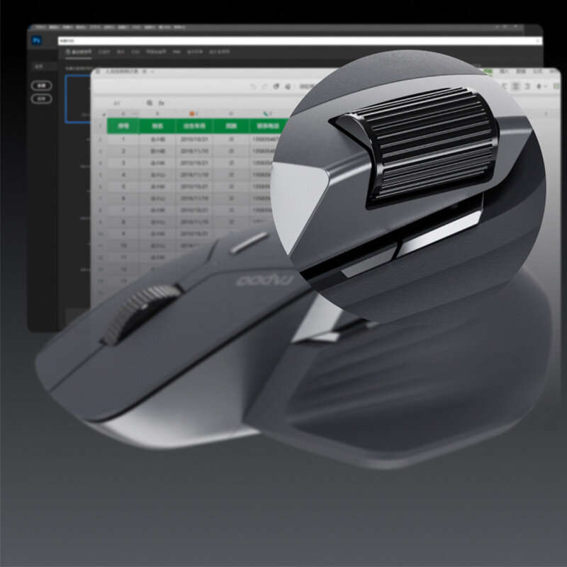 Black - Rapoo MT760NL Tri-mode Gaming Mouse PAW3311 Sensor 2KHz Return Rate 12000DPI Ergonomics Low