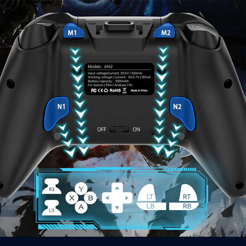 Black - CX-268 Wireless Gaming Controller with Smart Interactive Display Hall Joystick and Hall Trig