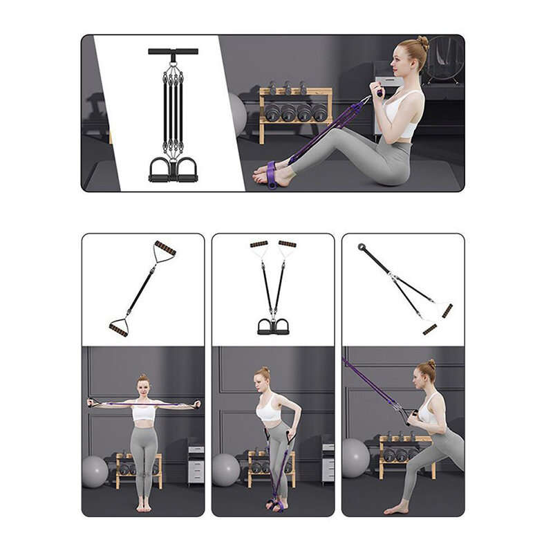 Black - 100 Pounds High Density Resistance Bands with 4 Tension Ropes Environmentally Friendly No Sl