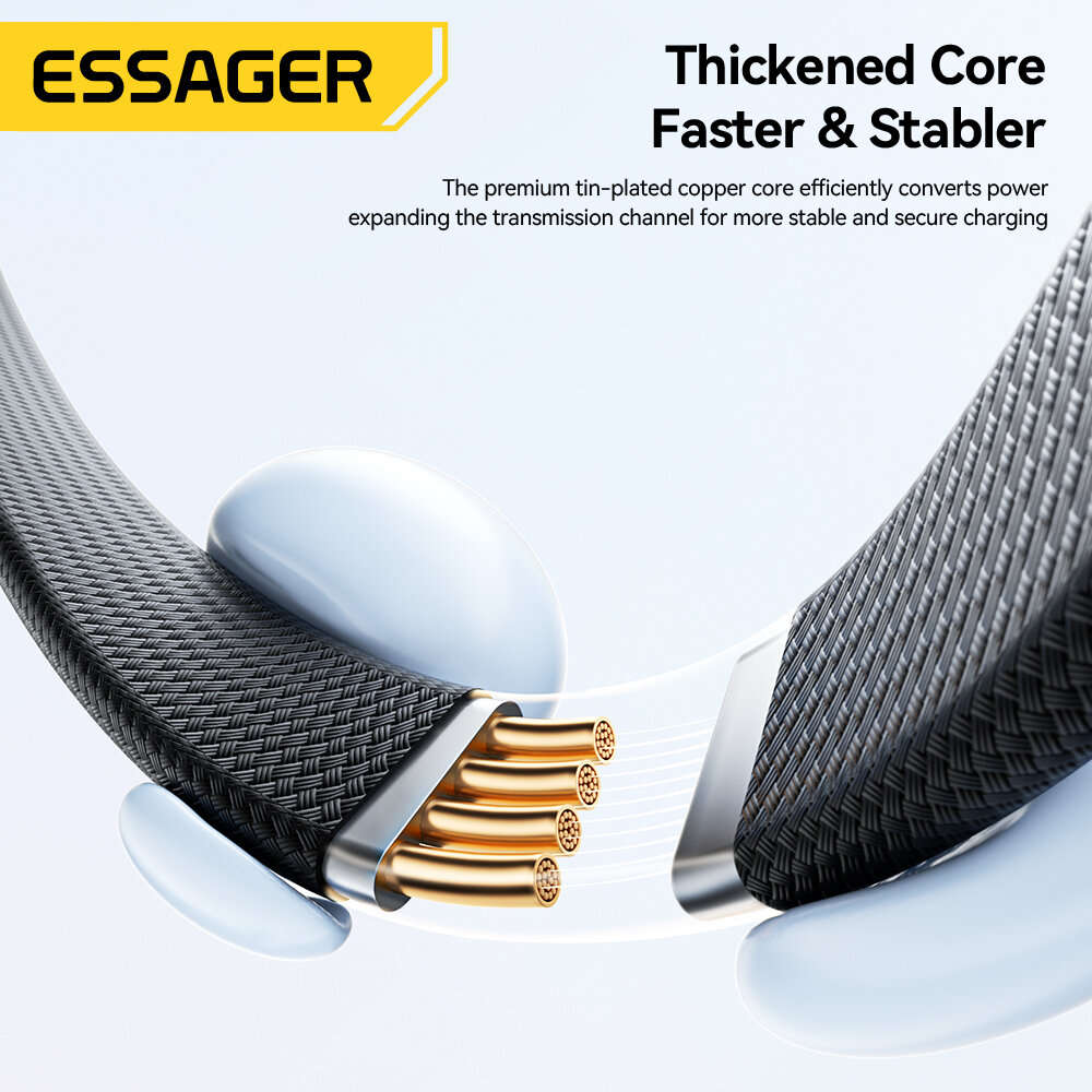 1M - ESSAGER ES-X78 5A 100W Type-C to Type-C Cable Fast Charging Data Transmission Thickened Copper