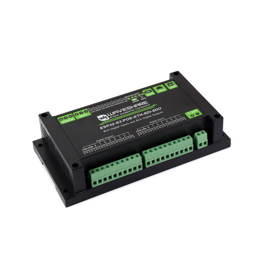 Black - ESP32-S3 Industrial Control Board 8 Channel Input Output Controller with WiFi Bluetooth CAN