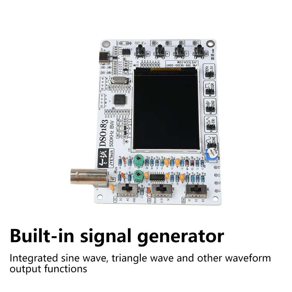 Kit - DSO183 DIY Digital Oscilloscope Kit DC 5V 500kHz 1.5Msps Built-in Signal Generator Type-C Inte