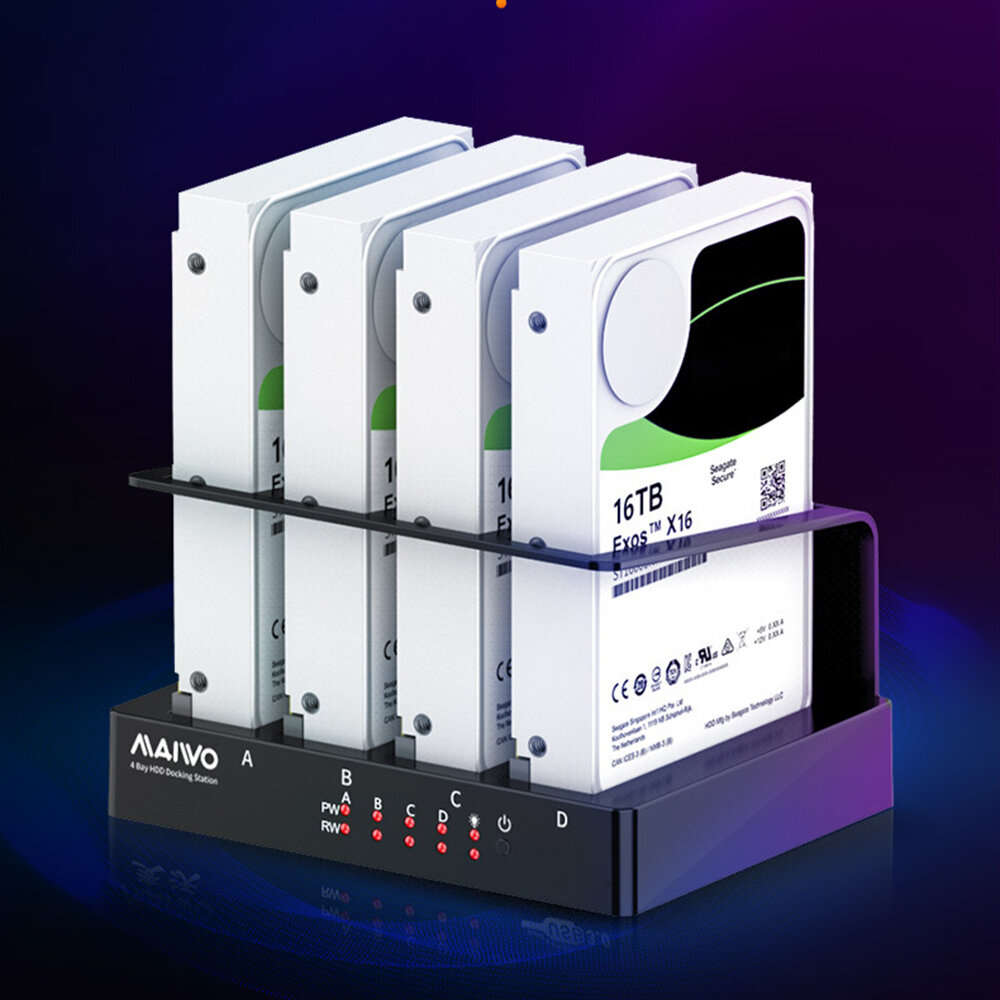 MAIWO USB 3.0 External Hard Drive for PC 4 Bay 2.5 inch 3.5 inch Enclosure Multi-Bay HDD SDD Docking