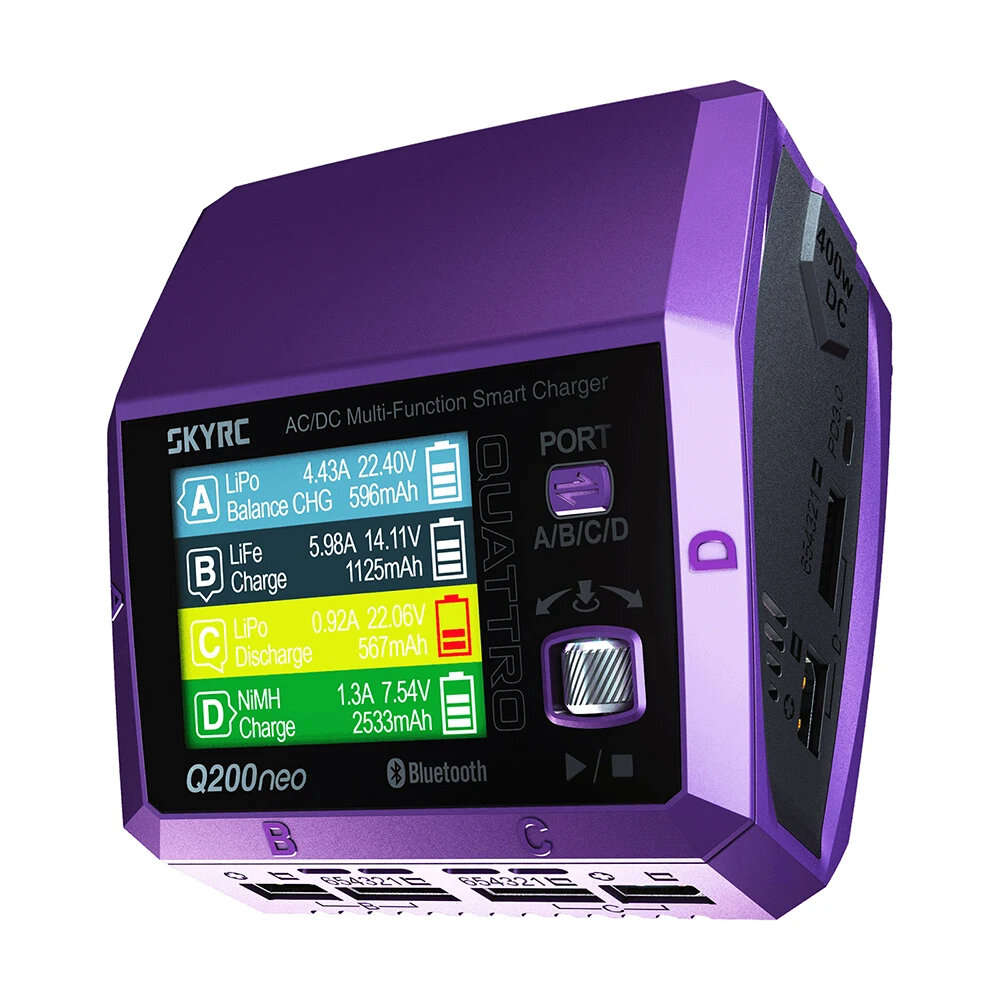US Plug - SkyRC Q200neo 4 Channel AC 200W DC 400W 10A*4 Multi-Function Smart Charger for 1-6S Lipo L