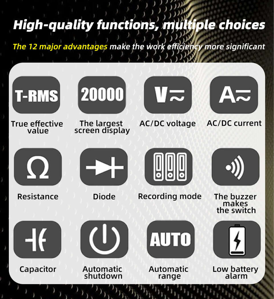 Black - BSIDE S500 Smart Graphic Multimeter 3.2 Inch TFT Screen 1000V DC AC Voltage 10A Current High