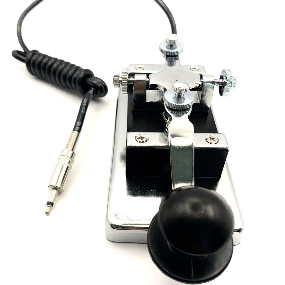 Silver - K4 Morse Code Key Stainless Steel Manual CW Keyer 0.8kg Heavy Stable Design Upgraded 3.5mm