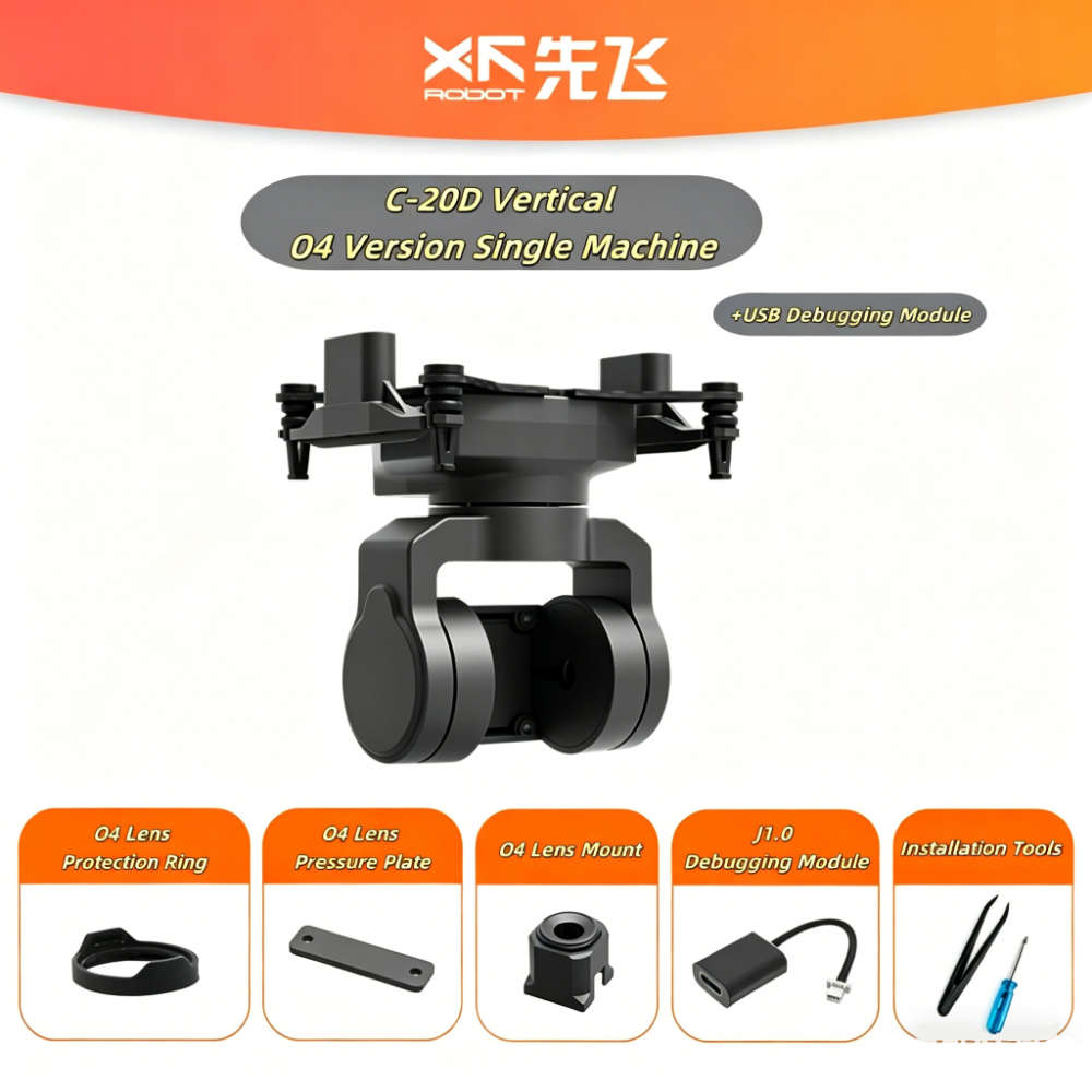 O4 PRO Version with Head tracking module - XF C-20D 2-Axis FPV Gimbal with 19mm Vertical Mount, DJI
