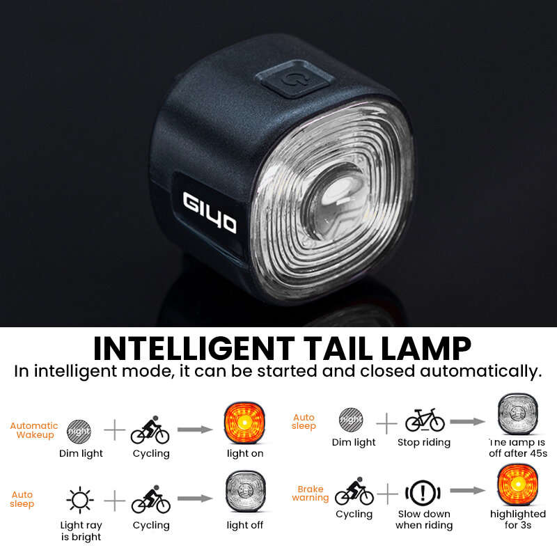 GL09S RGB - GIYO Smart Brake Sensing RGB Bicycle Taillight Waterproof Warning Flash Lamp USB Charge