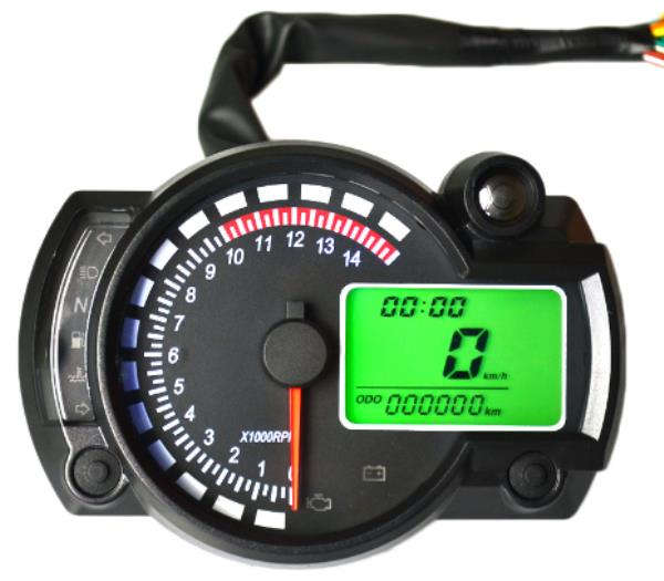 12V 15000Rpm Motorcycle Speedometer Odometer Adjustable Waterproof Lcd Digital