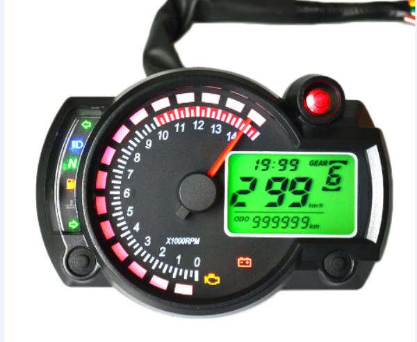 12V 15000Rpm Motorcycle Speedometer Odometer Adjustable Waterproof Lcd Digital