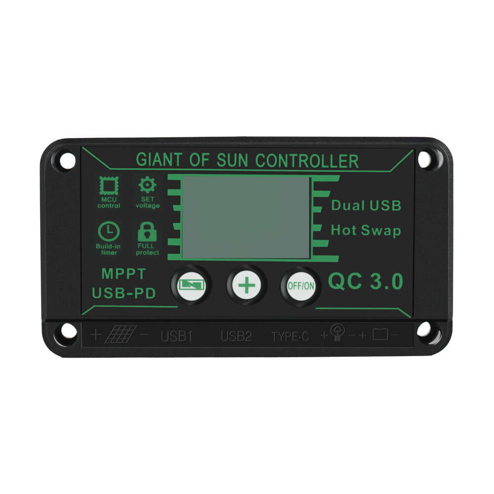 10A/30A/60A/100A Solar Charge MPPT 12V/24V/50V Charge Controller with Dual USB with Auto Display Sol