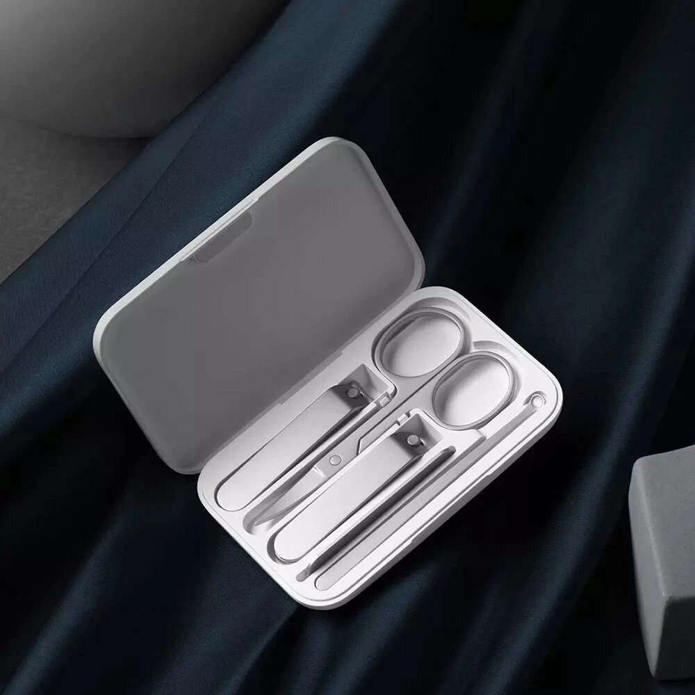 White - Xiaomi Mijia Portable Compact 5-Piece Mini Nail Clipper Set Stainless Steel Flat Nail Clippe