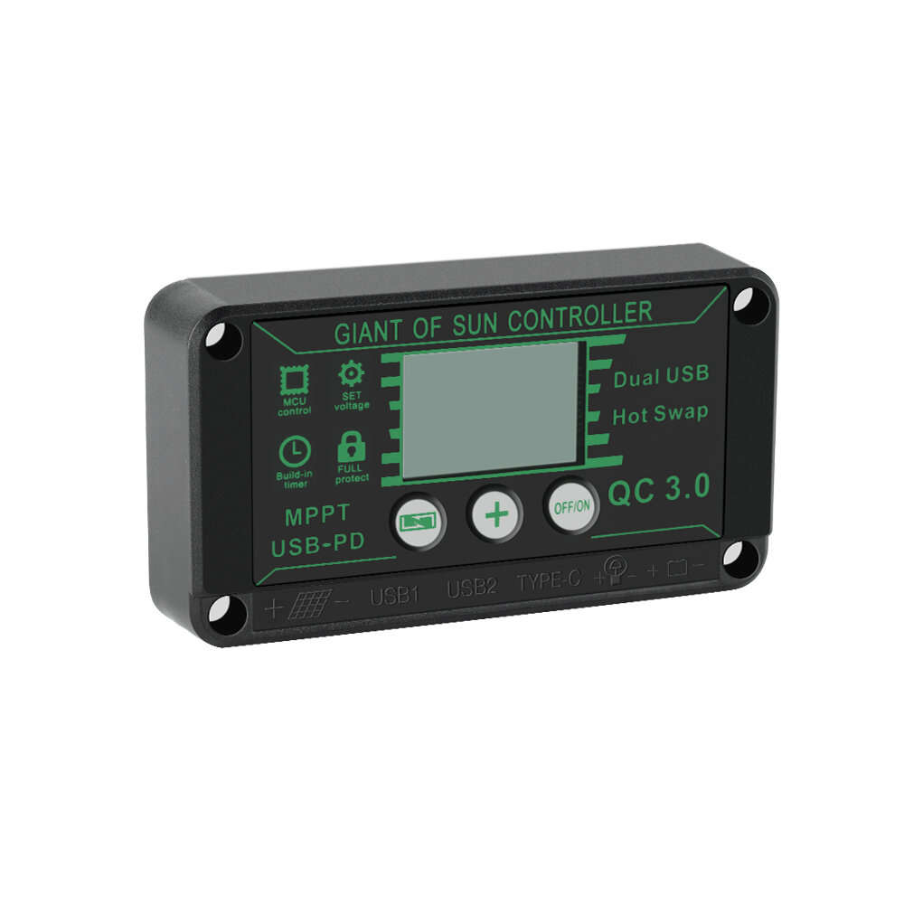 10A/30A/60A/100A Solar Charge MPPT 12V/24V/50V Charge Controller with Dual USB with Auto Display Sol