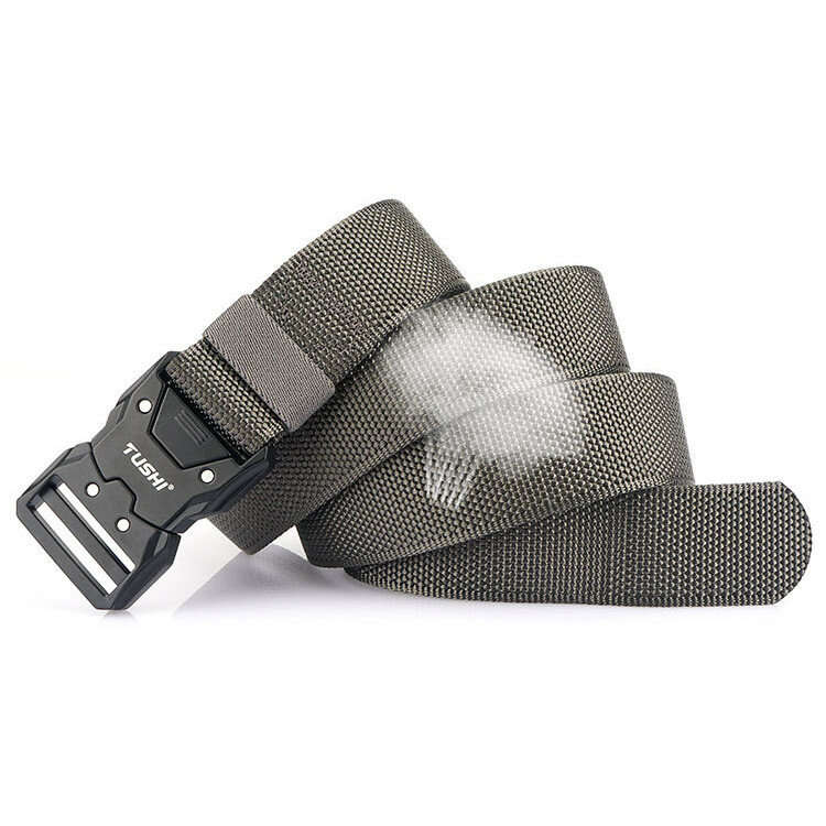Black - 1Pc Popvcly Belt Metal Buckle Quick Release Belt Casual Tooling Training Belt Men's Pants Be
