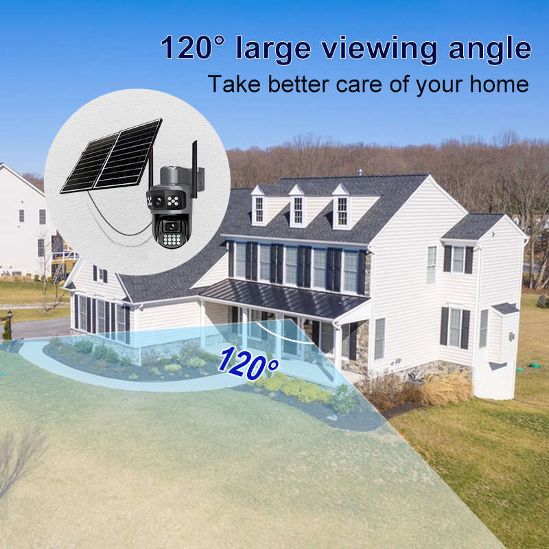 Black - AOV 4G LTE Solar Security Camera 10MP Dual Lens 5K PTZ Night Vision 2-Way Audio Motion Alert