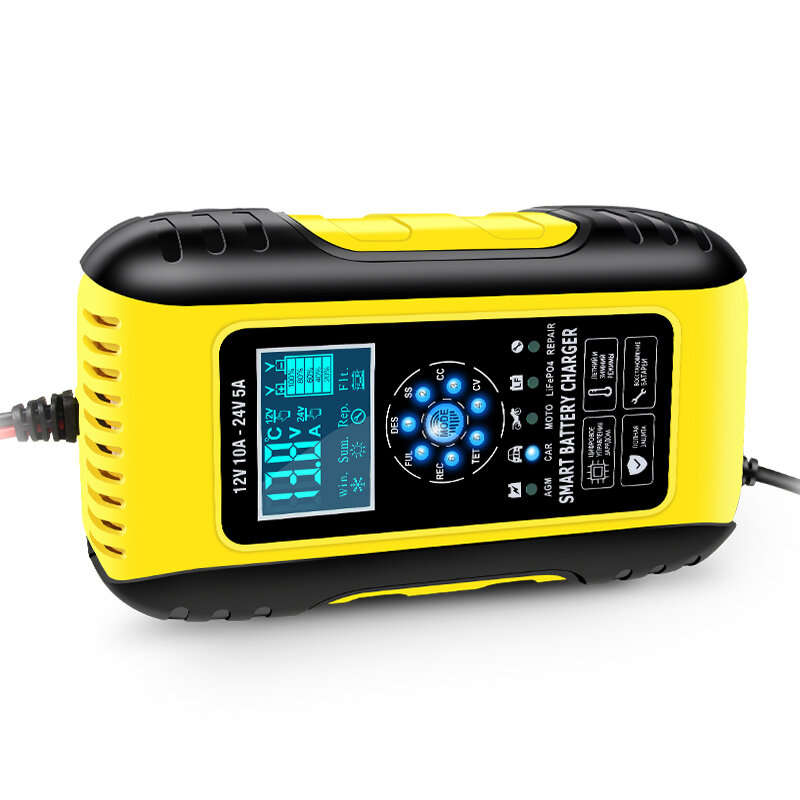 EU Plug - 7-Stage Fully Automatic Smart Battery Charger For 12V/24V 6-180AH Start-Stop/Lead-acid Bat