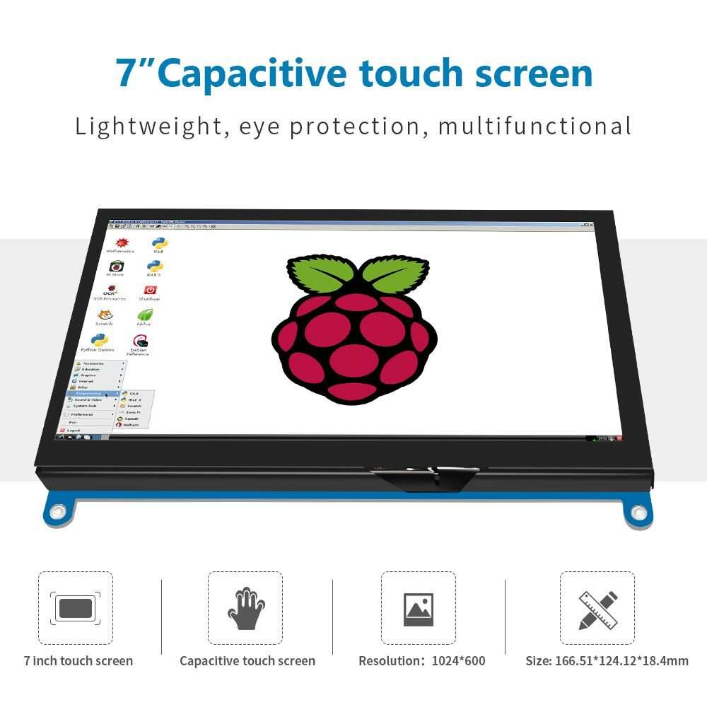 CTP-IPS - 7Inch IPS/TN AIDA64 LCD Display mini pc Touch HDMI Module 1024 x 600 for Raspberry Pi 3 Pi