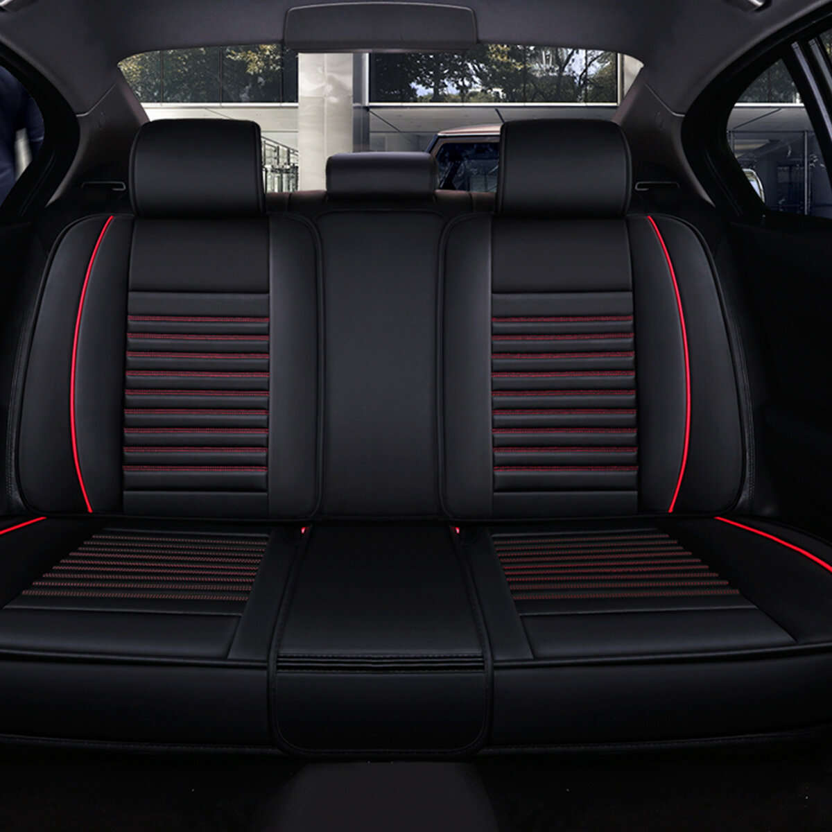 Full Set Universal Car Seat Cover Protector PU Leather Front&Rear Seat Cushion...-(Type 1)