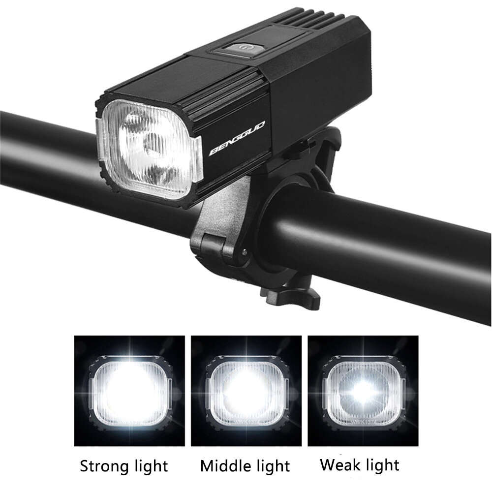 Black - BIKIGHT LED High Brightness Long-range Bicycle Headlight IPX4 Waterproof USB Charging 3 Ligh