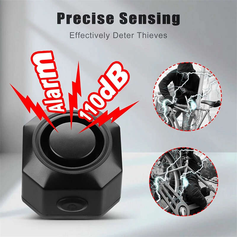 Black - XANES 110dB Bicycle Anti-theft Alarm Lock Wireless Control 70m Range 180 Days Standby USB Re
