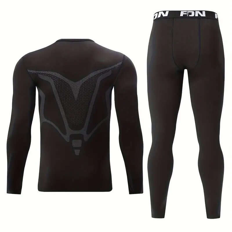 L - TENGOO Men's Thermal Underwear Set, Long johns set, Compression Thermal Base Layer Set, Moisture