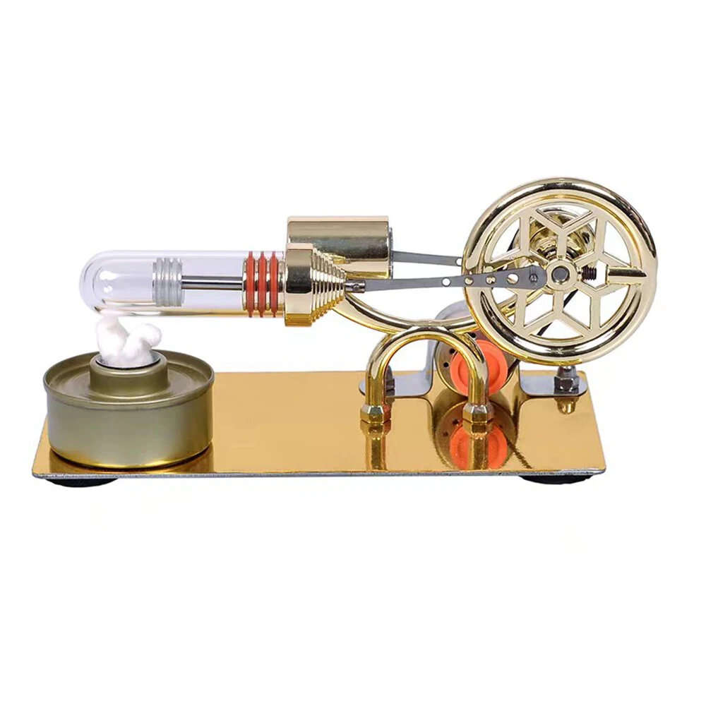 Gold - K211 Hot Air Stirling Engine Model Electricity Generator with Colorful LED Physics Experiment