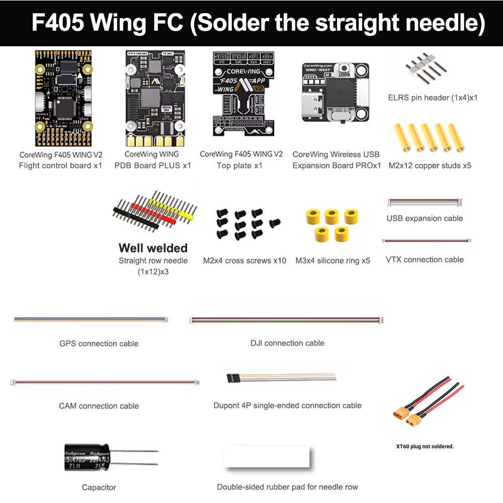 Solder Needle, pre-soldered XT60 Plug - COREWING F405 Wing APP V2 Flight Controller Supports VTOL Ar