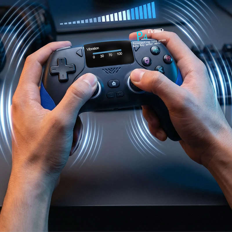 Black+Green - P4 Wireless Gaming Controller 1.47-inch OLED Screen bluetooth Gamepad with Hall Effect