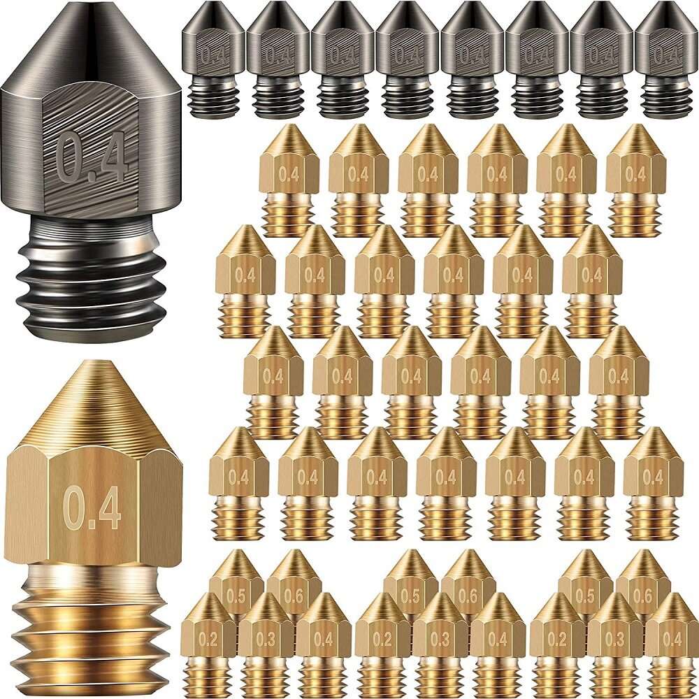 SIMAX3D 15/34/48PCS 0.2-0.6mm MK8 Extruder Nozzle Hardened Steel Brass Nozzles for 3D Printer
