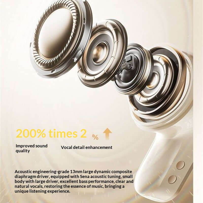 White - LENOVO EA266 TWS Earbuds Wireless bluetooth 5.4 Earphone 13mm Large Moving Coil 360 Surround
