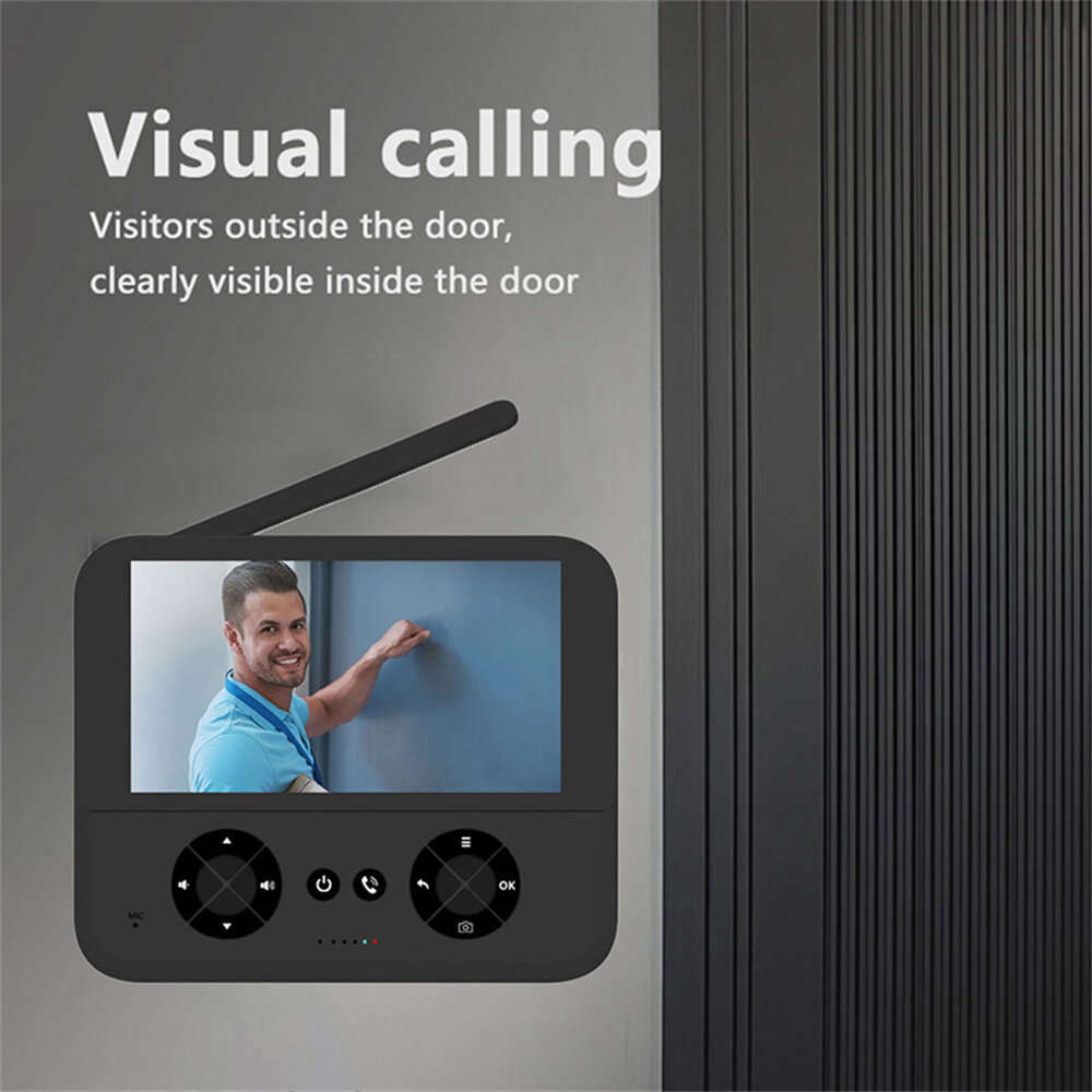 White - M16 Visual Doorbell 4.3-Inch IPS Display HD Camera Infrared Night Vision Wireless Bidirectio