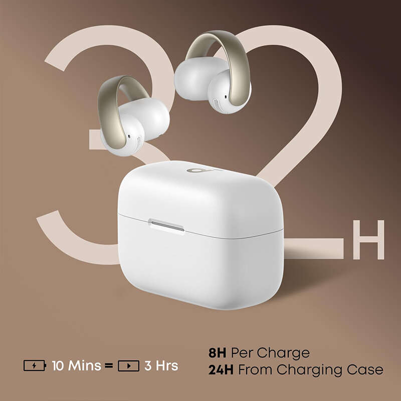 Black - Soundcore A3388 AeroClip Open Earbuds Wireless bluetooth 5.4 Earphone Dual 12mm Magnetic Dri