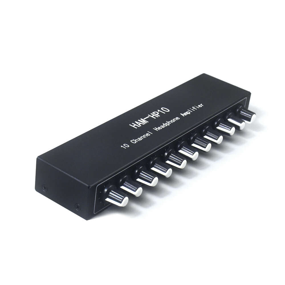 With EU Plug Cable - HAM-HP10 10 Channel Stereo Headphone Amplifier 1 Input 10 Output 12dB Gain NJM4
