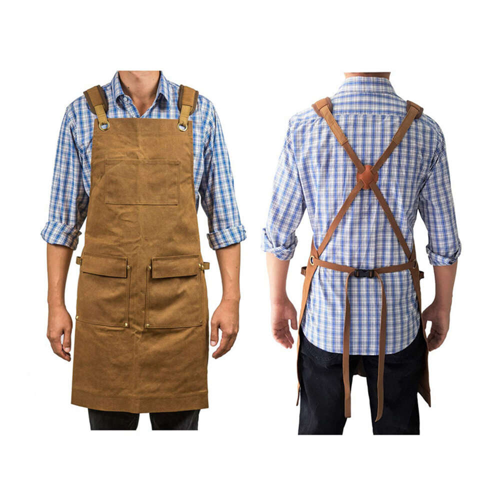 Black - Extra large Style Apron Thick Canvas Suitable for Woodworkers Electricians Gardeners Black/C