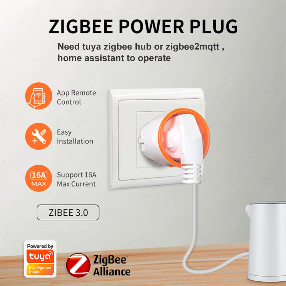Tuya ZIGBE 3.0 Smart Socket EU Plug 16A Outlet Wireless Remote Phone Control Voice Controller Work w