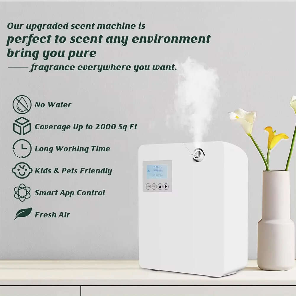 US Plug - Bluetooth Smart Scent Diffuser Hotel Air Freshener Scent Diffuser Cover 300mL for Home Sce