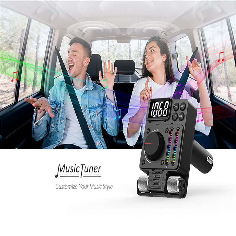 Black - bluetooth 5.3 Car Wireless FM Transmitter Radio Adapter PD30W QC3.0 Fast Charging Car MP3 U