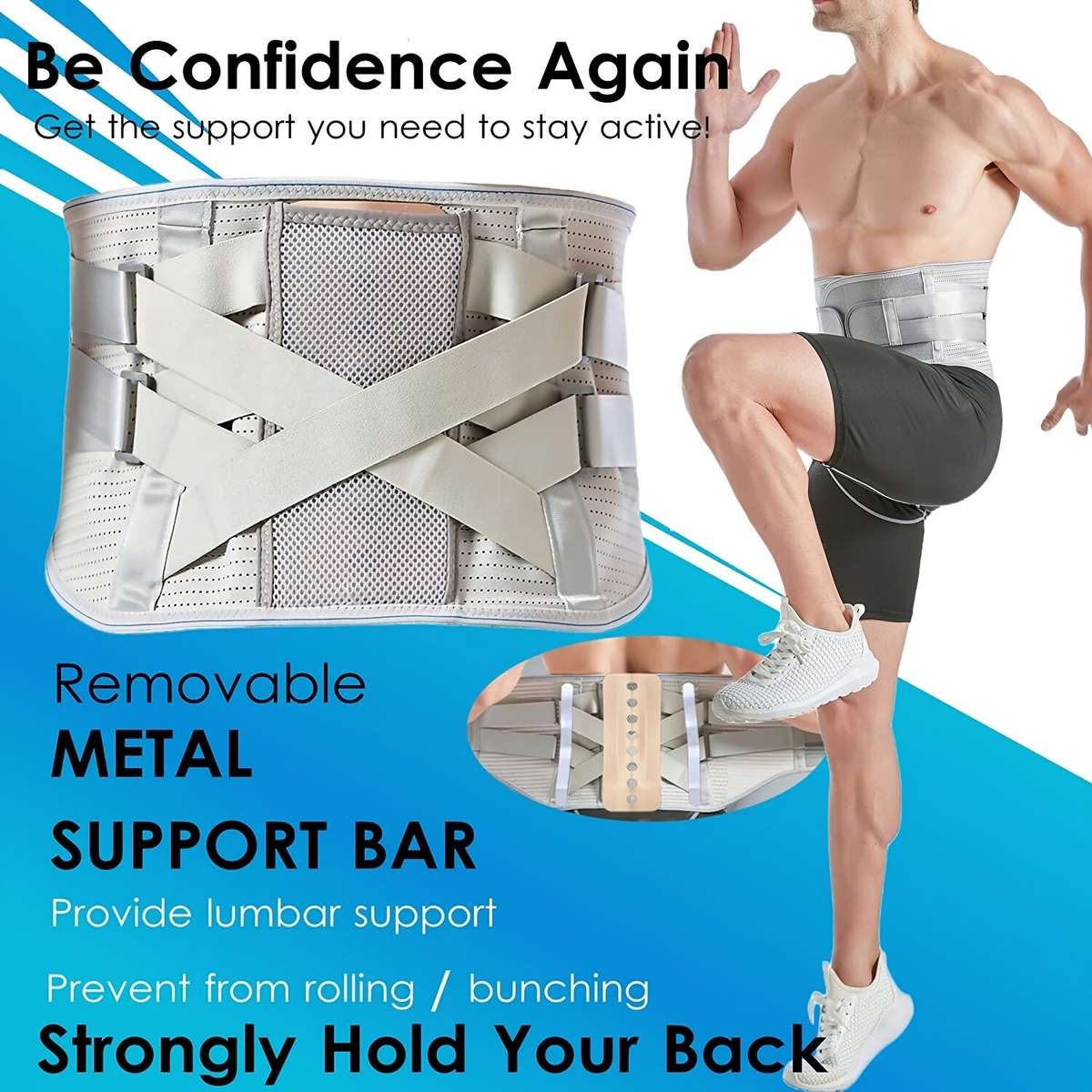 2XL - Back Support Belt Widen Comfort Anti-Skid Waist Spine Protection for Sport Injury Recovery