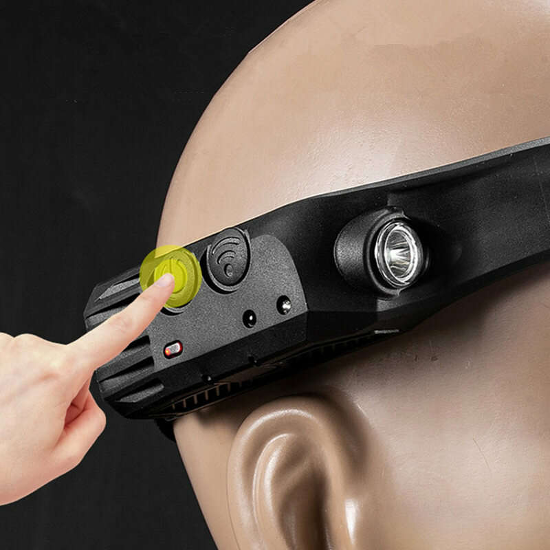 Multi-function Wave Induction COB LED Headlight Outdoor Riding Light USB Charging Night Running Ligh
