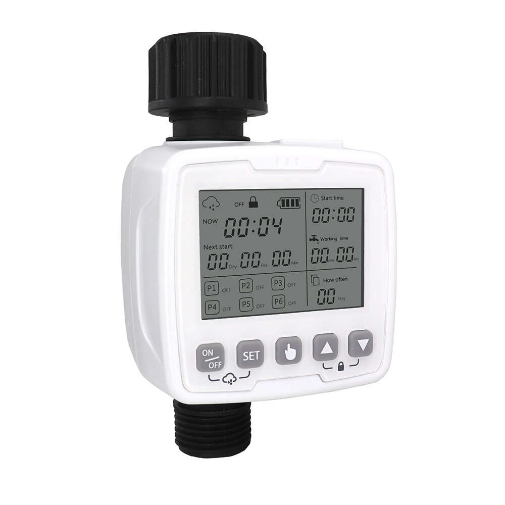 Intelligent Irrigation Timer Ipx5 Waterproof Irrigation Controller Lcd Screen Display 6 Groups Indep