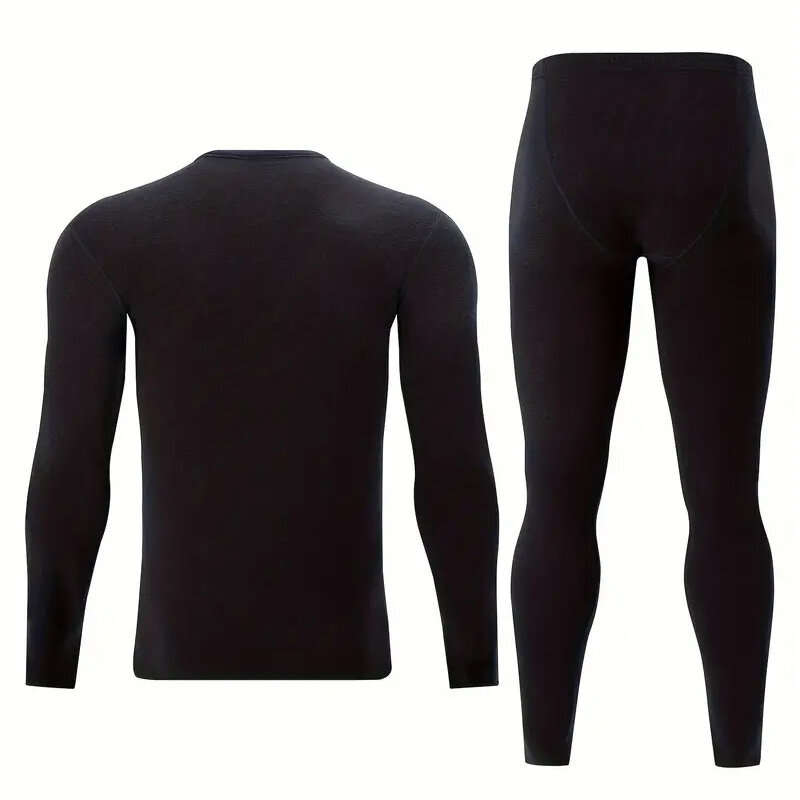 M - TENGOO 2 Pcs Men's Warm Compression Base Layer, Thermal Underwear Set, Long Johns Set, Moisture