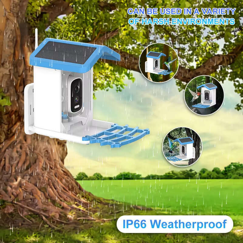 #1 - Solar Powered Bird Feeder Camera 4MP UHD 110 Wide-Angle Lens WIFI Smart AI Bird Recognition Nig